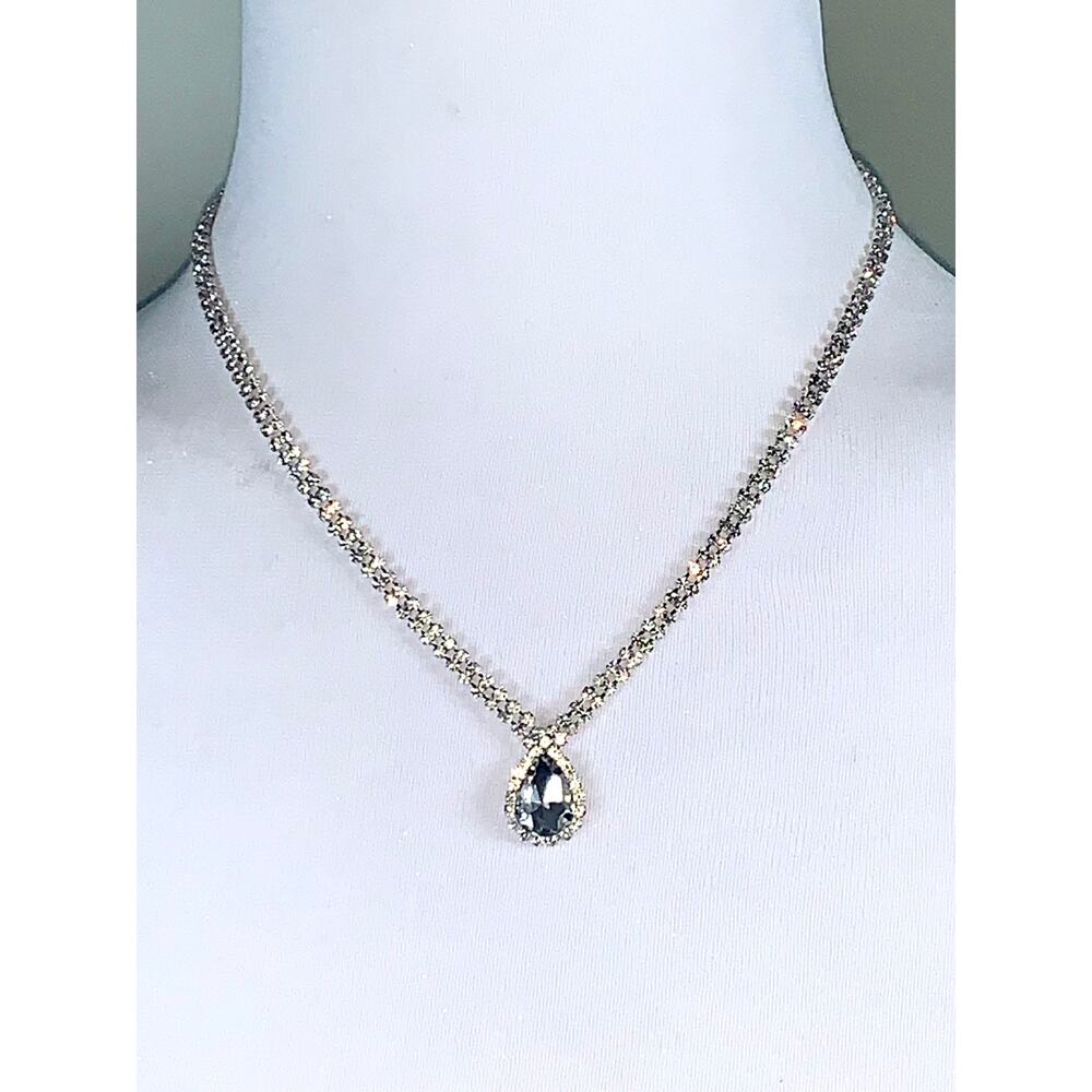 Napier Double Strand Rhinestone Teardrop Pendant Statement Necklace NWT